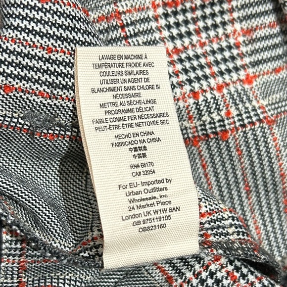 Free People Sz 6 Trousers Gray Plaid Flare Pants Boho Workwear Retro - Picture 5 of 5